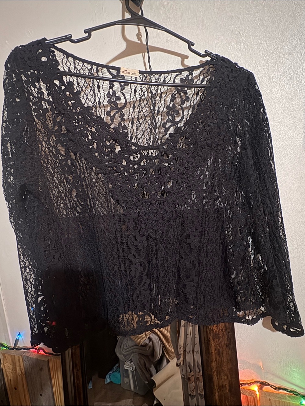 Black Lace Crochet Top